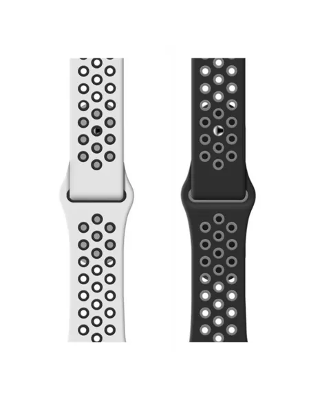 Set of 2 Sport Bands Apple Watch 7, 6, SE, 5, 4, 3 - Black and White...