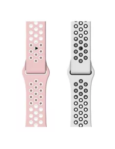 Set of 2 Sport Bands Apple Watch 7, 6, SE, 5, 4, 3 - Pink and Bl... 2