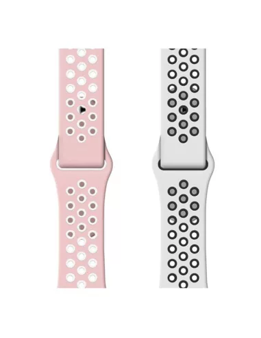 Set of 2 Sport Bands Apple Watch 7, 6, SE, 5, 4, 3 - Pink and Bl...