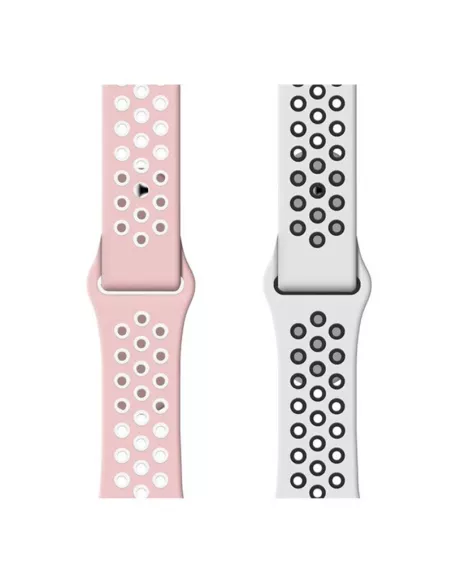 Set of 2 Sport Bands Apple Watch 7, 6, SE, 5, 4, 3 - Pink and Bl...