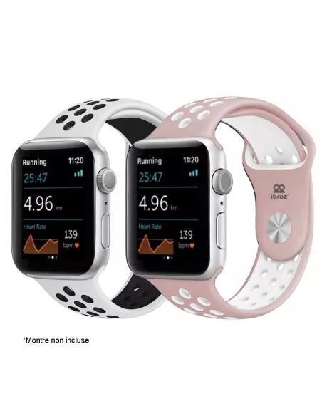 Set of 2 Sport Bands Apple Watch 7, 6, SE, 5, 4, 3 - Pink and Bl...
