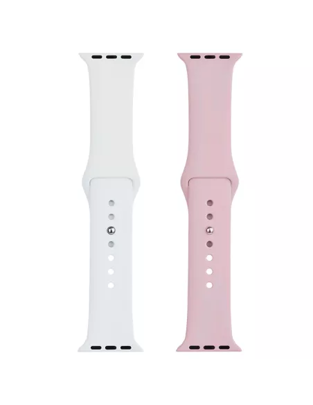 Set of 2 Apple Watch 7, 6, SE, 5, 4, 3 Sport Bands - White and R...