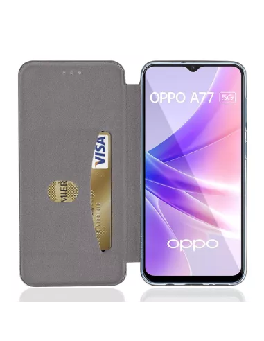 Oppo A77 (5G) Leather Case Folio Clam - Black | Ibroz