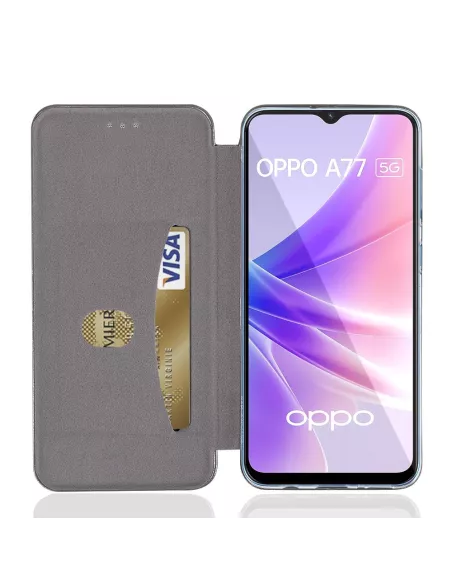Oppo A77 (5G) Leather Case Folio Clam - Black | Ibroz