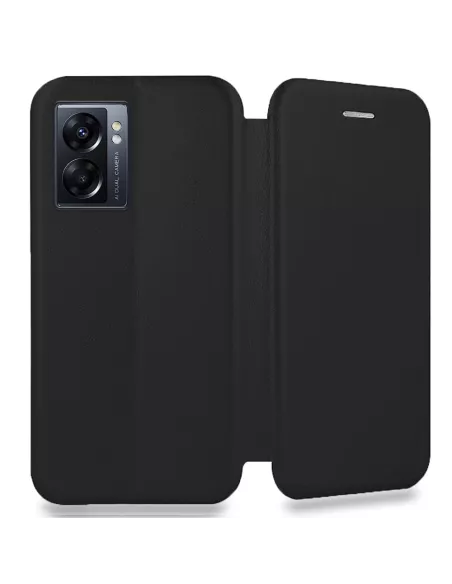 Oppo A77 (5G) Leather Case Folio Clam - Black | Ibroz