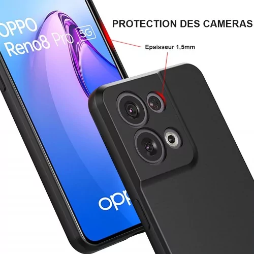 Oppo Reno 8 Pro (5G) LSR Liquid Silicone Case + 9H Tempered Glass Screen  Protector - Black