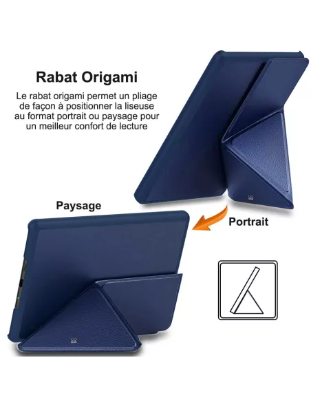 Amazon Kindle 6" (11ème Gén - 2022) Etui Cuir Origami - Bleu | Ibroz