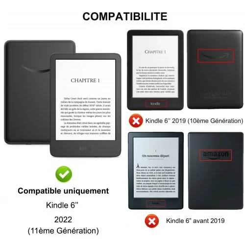 WunM Studio Étui pour liseuse Kindle 6 2022, étui pour toutes les  nouvelles liseuses Kindle Paperwhite 6 (11e génération, version 2022),  étui de