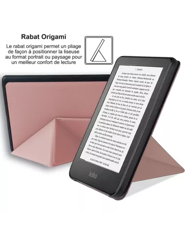 Kwmobile Custodia Origami Pieghevole Per Kobo Libra 2: Cover Magnetica In Pelle PU Con Stand Verticale, Colore Oro Rosa