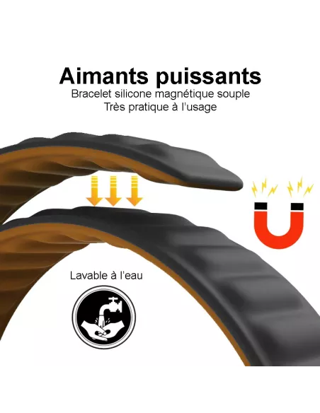 Bracelet Silicone à Fermeture Magnétique Apple watch 8, 7, 6, SE, 5...