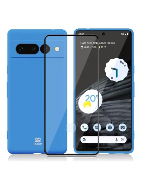 Google Pixel 7 Pro Liquid Silicone Case + 9H Screen Protector - Bl...