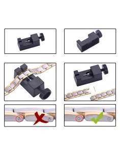 Link removal and reduction tool for stainless steel watch band... 2