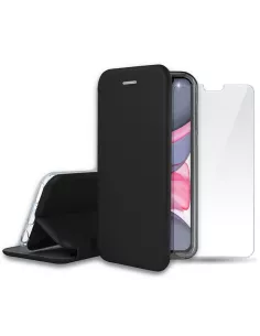 iPhone 11 Etui Cuir Folio + Protection écran Verre Trempé 9H - Noir...