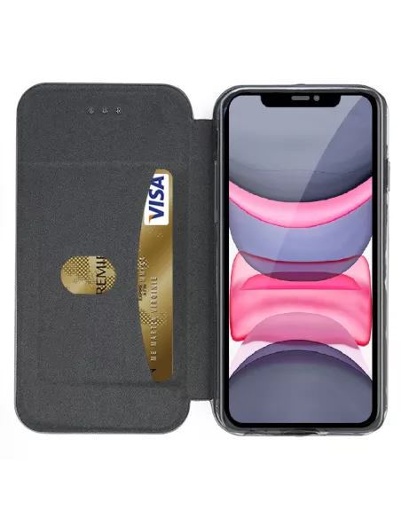 iPhone 11 Folio Leather Case + 9H Tempered Glass Screen Protector - Black...