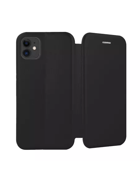 iPhone 11 Folio Leather Case + 9H Tempered Glass Screen Protector - Black...