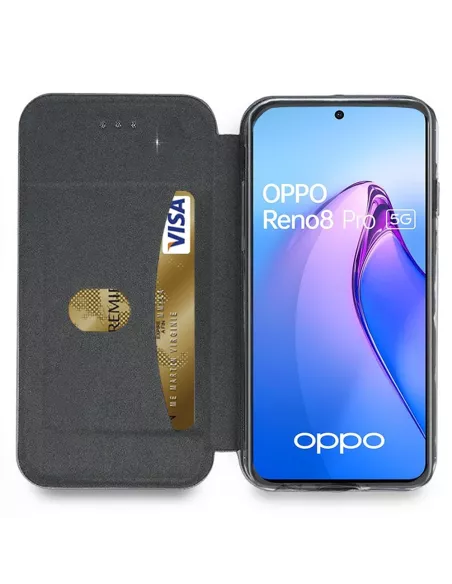 Oppo Reno 8 Pro Etui Cuir Folio Clam - Noir | Ibroz