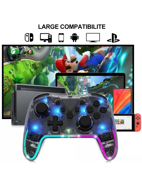 Manette de Jeu Lumineuse Controleur PRO HD Vibes sans fil pour Nint...