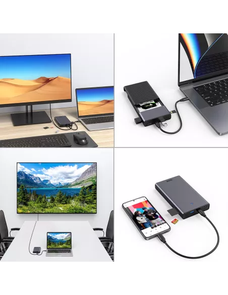 HUB USB C MC30 Pro - 7 en 1 avec boîtier pour disque dur SDD-HDD 2....