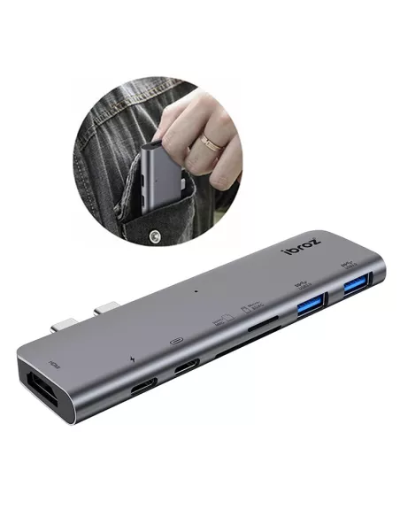 HUB USB C - DC703 - 7 en 1 pour MacBook Pro Thunderbolt 3 (40Gbps) ...