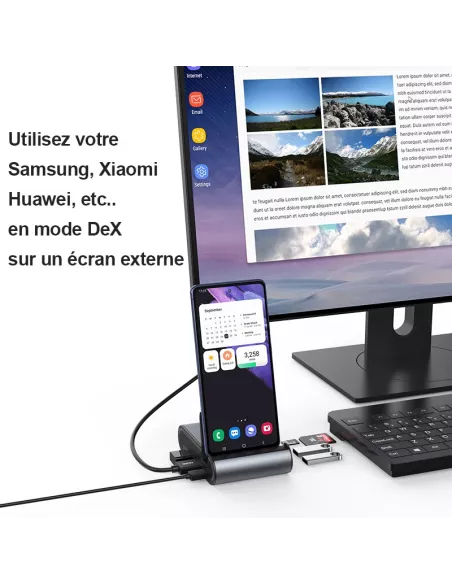 ibroz-Dock DeX for Samsung, Xiaomi-Oppo-Huawei smartphones and tablets + USB-C hub
