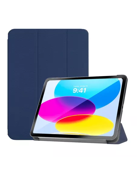 ibroz Etui Cuir Smart Folio Cover pour iPad 10.9" (10ᵉ Génération) - bleu marine