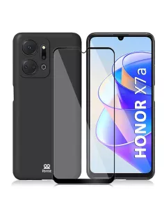 ibroz-coque intégrale liquid LSR pour Honor X7a noire + verre trempé
