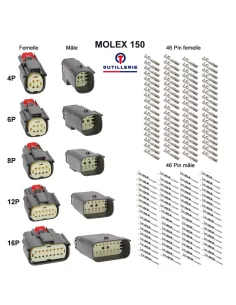 outillerie-Fiches connecteurs Molex 150 étanches - 4, 6, 8, 12, 16 Pins pour Harley Davidson, autos et motos