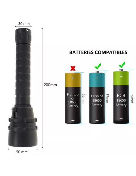 Torche de plongée 80m 5 Leds (L2) extra puissante - 10000 Lm - Lumi...