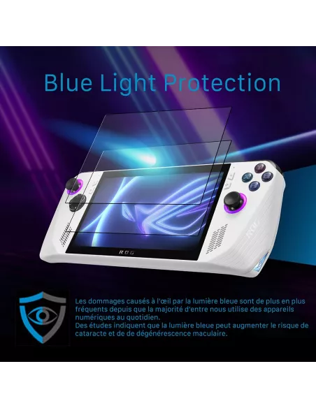 Lot de 2 protections écran premium anti lumière bleue pour ROG Ally...