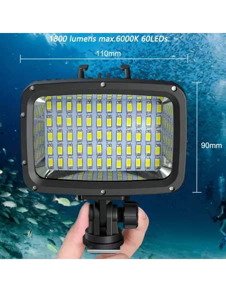 Gopro 60 Leds Diving Lamp and Torch (IPX8 - 40 meters) + Dive...