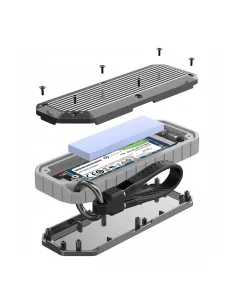 ibroz - Boîtier durci et étanche pour SSD M.2 - Compatible NVMe / PCIe Gen3 et NGFF / SATA Gen3 - Silver 2
