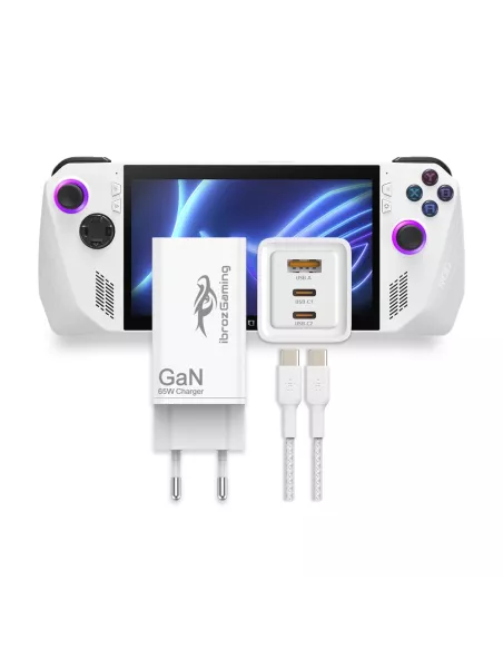 ibroz-Chargeur secteur 65W GaN pour ROG Ally - Triple USB + Câble USB-C 100W