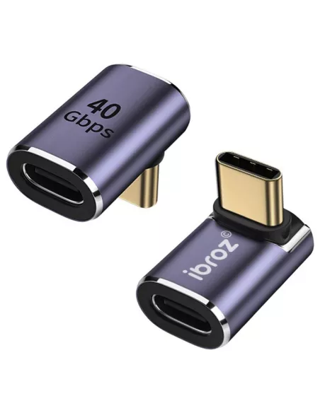 Adaptateur USB-C mâle vers USB-C femelle à angle droit | Ibroz