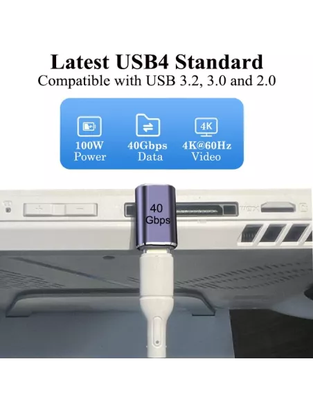 Adaptateur USB-C mâle vers USB-C femelle à angle droit | Ibroz