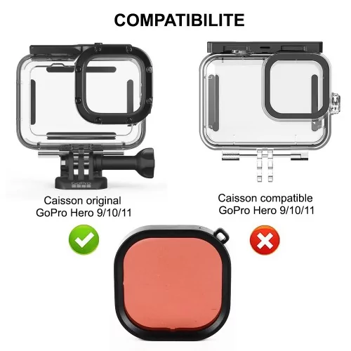 Pack boîtier pour GoPro HERO8 + filtre rouge