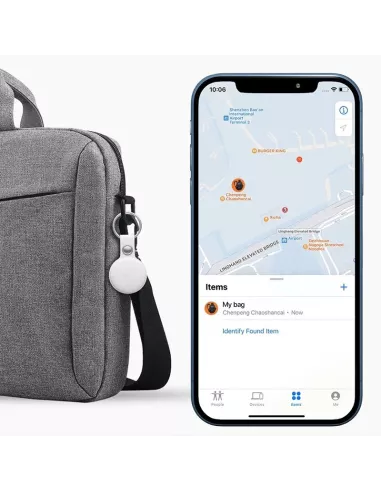 MiLi MiTag tracker localisateur + Etui Cuir porte-clés - Blanc | Ibroz