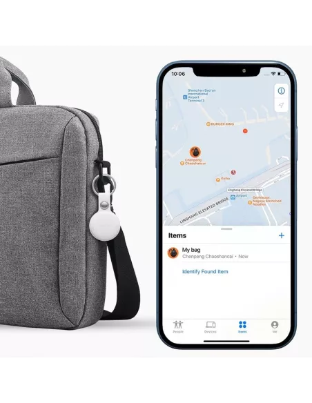 MiLi MiTag tracker localisateur + Etui Cuir porte-clés - Blanc | Ibroz