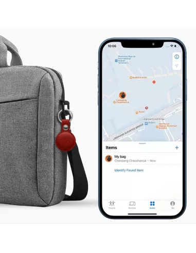 MiLi MiTag tracker + Leather key case - Red | Ibroz