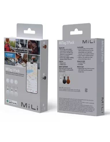 MiLi MiTag tracker Pack of 3 + Leather key case - Havana | Ibroz