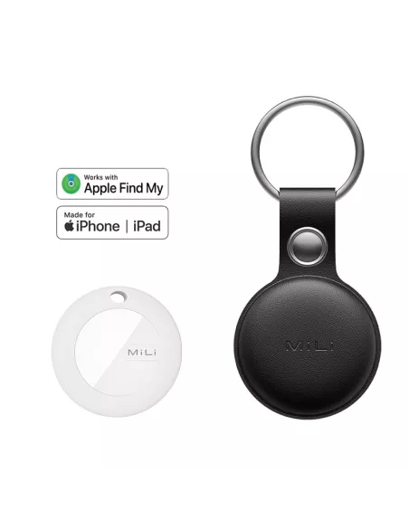 MiLi MiTag tracker + Leather key case - Black | Ibroz