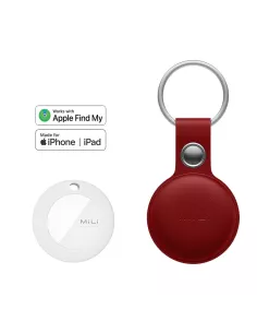 MiLi MiTag tracker localisateur + Etui Cuir porte-clés - Rouge