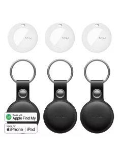 MiLi MiTag tracker localisateur Pack de 3 + Etui Cuir porte-clés - Noir