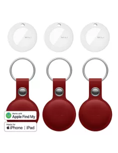 MiLi MiTag tracker 3-pack + Leather case with keyring - ...