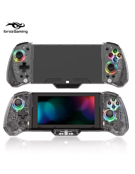 ibroz Contrôleur filaire ergonomique avec Gyro 6 axes pour Nintendo Switch/OLED - Transparente