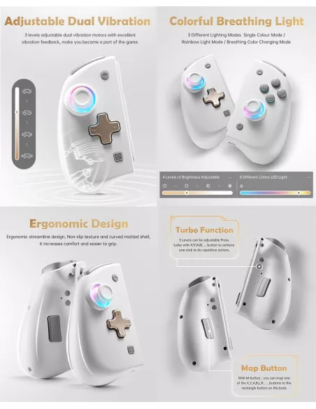 Paire de manettes Joycon RGB pour Nintendo Switch/OLED - Blanc | Ibroz