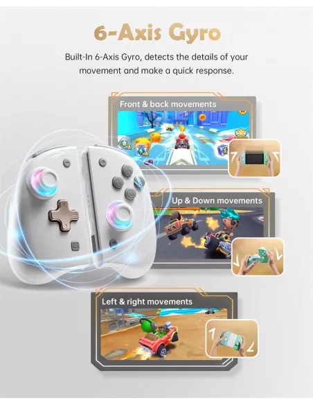 Paire de manettes Joycon RGB pour Nintendo Switch/OLED - Blanc | Ibroz