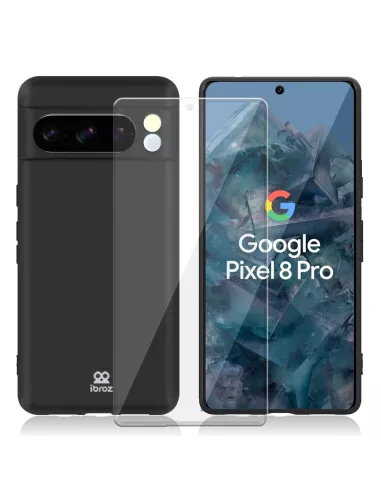 Google Pixel 7 Liquid Silicone Case + 9H Screen Protector - Blue R...
