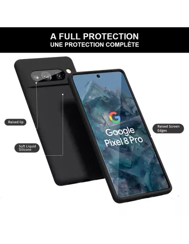 Google Pixel 7 Liquid Silicone Case + 9H Screen Protector - Blue R...