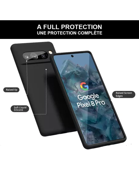 Google Pixel 7 Liquid Silicone Case + 9H Screen Protector - Blue R...