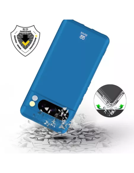 Google Pixel 7 Liquid Silicone Case + 9H Screen Protector - Blue R...